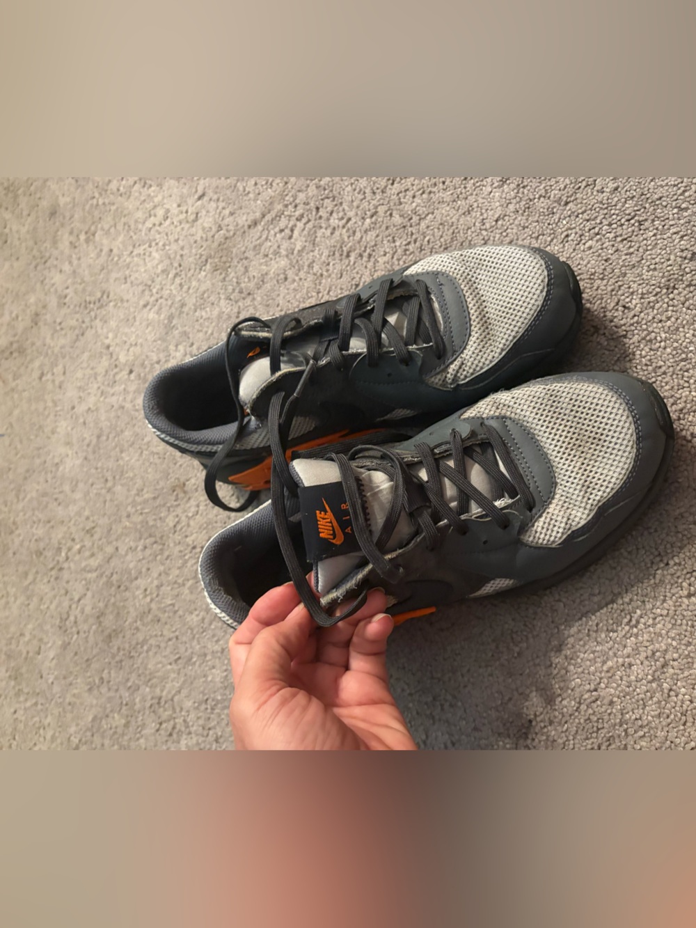 Nike Men’s Grey and Orange Low-Top Sneakers